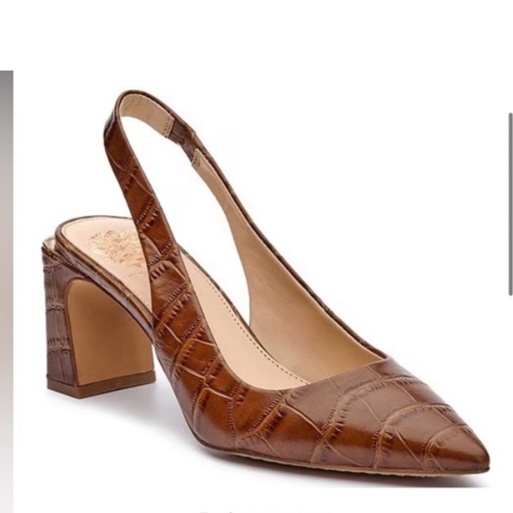 Vince Camuto Hamden crocodile embossed leather sling back pumps size 8.5 - EUC